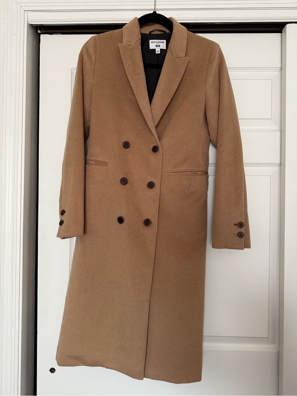 Uniqlo Camel Double-Breasted Long Trench Coat